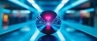 © Adi - Orb reflects hallway with blue lights and architecture background