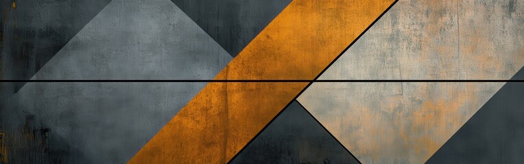 Leinwandbilder - Abstract geometric background featuring contrasting amber, gray and black tones with a textured surface