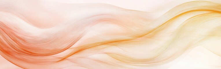 Leinwandbilder - Abstract pencil strokes wash with gentle wavy lines in warm peach, orange, and light golden colors creates dreamy background