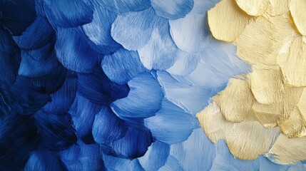 Fototapete - Abstract overlapping spots of pencil strokes in shades of blue and gold create a textured background effect