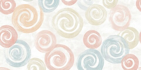 Fototapete - Artistic Swirls Pattern: Abstract Spirals with Textured Lines in Pastel Colors on Subtle Grunge Background