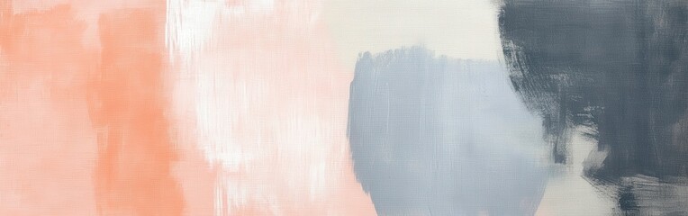 Aufkleber - Elegant pencil strokes echoed forms in peach and steel blue create a unique texture and abstract design