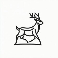 Poster - Elegant Line Art Depiction of a Deer: A Simple, Clean and Modern Design with Graceful Antlers and a Serene Expression
