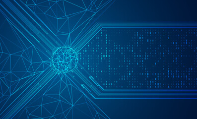 Wall Mural - abstract technology background with polygonal lines and code. artificial intelligence illustration. 