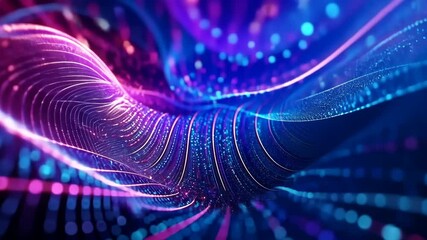 Wall Mural - vivid neon waves: dynamic flow of colorful light patterns in motion