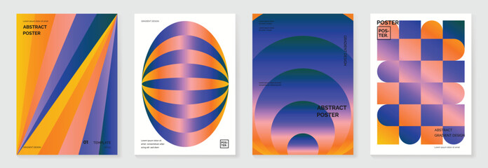 abstract vibrant gradient background vector. retro cover template with shapes, 70s colorful and liqu