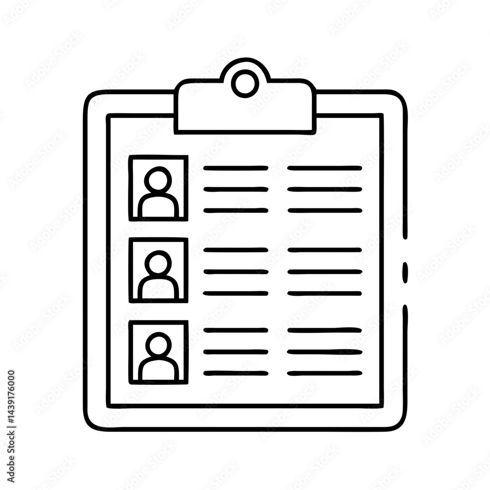 Design Roster Vector class roster clipboard icon, class roster clipboard line art - simple ...