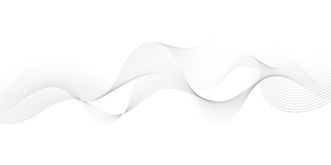 Aufkleber - Abstract grey, white smooth element swoosh speed wave modern stream background. Wave with lines created using blend tool. Abstract frequency sound wave lines and twisted curve lines background.	