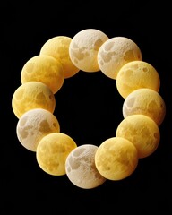 Aufkleber - Lunar Metamorphosis Immersive Celestial Cycle Visualization - Astronomical Education and Scientific Design Innovation for Mindful Digital Learning