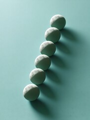 Leinwandbilder - Minimalist Zen Balance Sculptural Stone Spheres in Monochromatic Teal - Mindful Design Aesthetic for Wellness Branding and Creative Visual Meditation