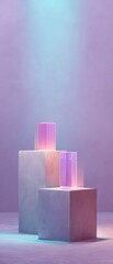 Leinwandbilder - Luminescent Geometric Minimalism Translucent Holographic Cubes in Iridescent Pastel Gradient - Next-Gen Digital Design and Creative Branding Visualization