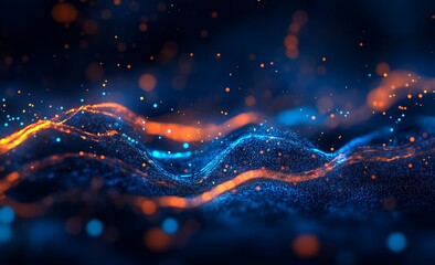 Wall Mural - Abstract digital landscape of glowing particles