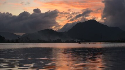 Wall Mural - sunset over the lake