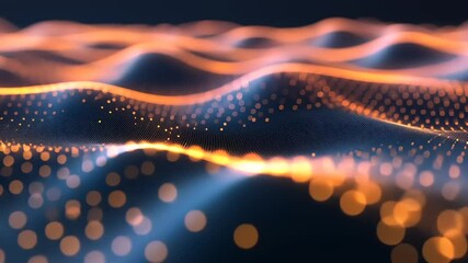 Wall Mural - Abstract waves with glowing particles in dark background