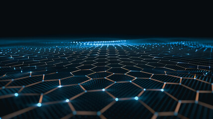Wall Mural - graphene electronic field: captivating view of a graphene sheet illuminated with neon lights, reveal