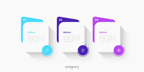 Wall Mural - Vector Infographic label design template with icons and 3 options or steps. Can be used for process diagram, presentations, workflow layout, banner, flow chart, info graph.