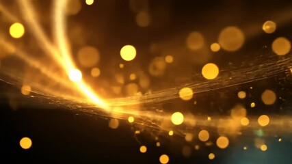 Wall Mural - golden light trails and bokeh emanating from a center point in dynamic motion