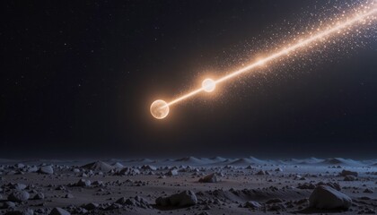 Wall Mural - cosmic scene with celestial bodies and starry background.