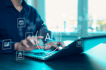 programmer people working laptops or smartphones with ai, artificial intelligence software engineer 