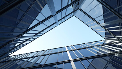 Poster - 3d rendering of modern architecture, Skyscraper corporate office building with glass window.