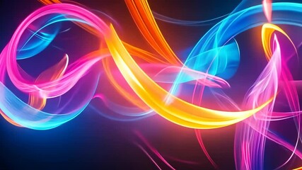 Wall Mural - dynamic neon light trails flowing across a dark background in vibrant colors