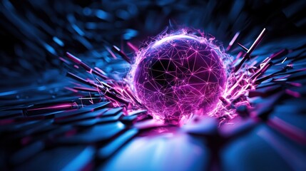 Wall Mural - abstract sphere emitting energy in a futuristic technological environment