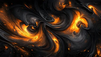 Wall Mural - vibrant black and orange swirl design creating a striking abstract art piece with dynamic movement