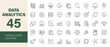 © Dear Lala - Data analytics icon set. Containing database, statistics, analysis, server, financial, SEO, monitoring, graph, hosting, data mining and more. Editable line icons. Vector illustration.