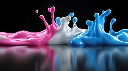 Wall Mural - Vibrant color splash, black background, reflection,  art