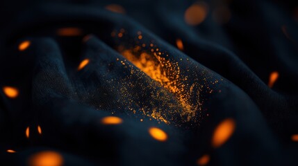Wall Mural - abstract fiery fabric texture, glowing embers, dark background. possible use product background, dig