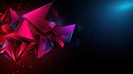 Wall Mural - Abstract geometric shapes, vibrant pink and purple, digital art background, space theme