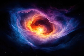Aufkleber - A swirling cosmic nebula with vibrant blue, purple, and orange hues, creating a mesmerizing celestial vortex.