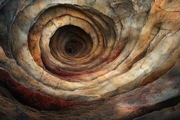 Poster - A mesmerizing spiral of layered rock formations, creating a deep, earthy, and textured visual experience.