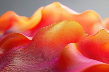 Poster - Abstract image of flowing, textured fabric in warm orange and red hues, creating a sense of movement and depth.