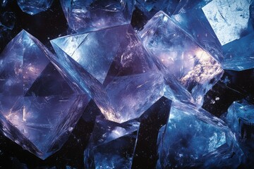 Poster - A cosmic scene of large, translucent blue crystals resembling a nebula or galaxy.