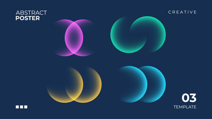 Poster - Abstract poster with color gradient round shapes. Futuristic abstract background with soft colored spheres for creative graphic design. Vector illustration.	