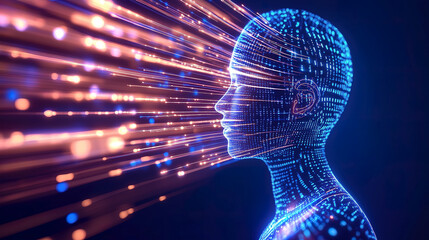 blue digital code human artificial intelligence