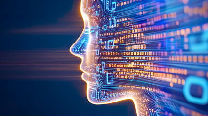 blue digital code human artificial intelligence