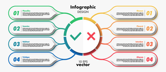 Wall Mural - Yes and no infographic design template trendy colorful style vector 10 eps