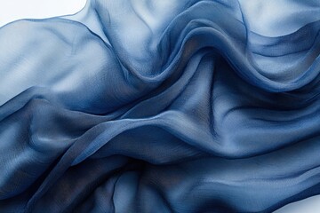 Poster - Draped blue silk fabric, soft and flowing, luxurious texture, elegant and sophisticated.