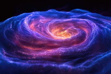 Fototapete - A mesmerizing cosmic swirl of purple, blue, and orange hues, resembling a nebula or galaxy.