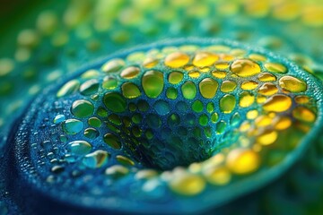 Aufkleber - Microscopic view of vibrant, colorful, water droplets forming a mesmerizing pattern.