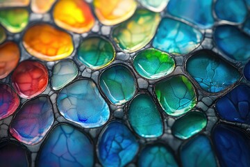 Poster - Vibrant, colorful, resin art resembling a mosaic of smooth, glossy stones.