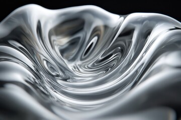 Aufkleber - Abstract close-up of a sculpted glass object, showcasing its fluid, swirling form and reflective surface.