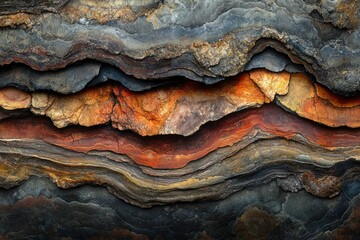 Aufkleber - Layered rock formation showcasing vibrant colors and textures, revealing geological history.