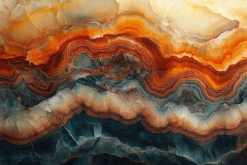 Aufkleber - A mesmerizing image showcasing the intricate layers and vibrant colors of a polished gemstone, possibly agate or onyx.