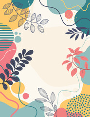 Wall Mural - Hand drawn color lines art background design.