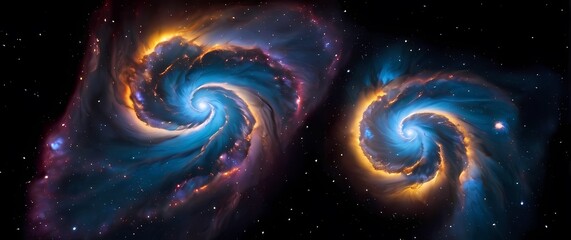 Wall Mural - vivid astronomical nebulae swirling with stars on deep space black velvet backgrounds. extremely det
