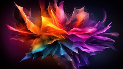 Wall Mural - abstract vibrant digital art explosion in dark background