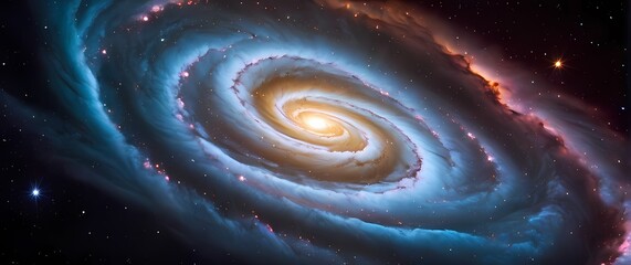 Wall Mural - vast spiral nebula clouds with glowing star clusters casting colorful cosmic light. extremely detail